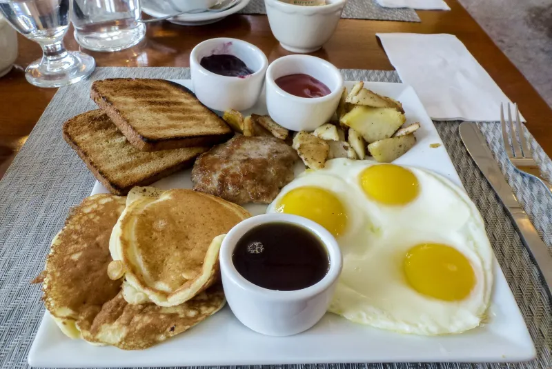A plate full of breakfast food