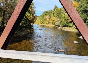 View from a metal bridge over a river
