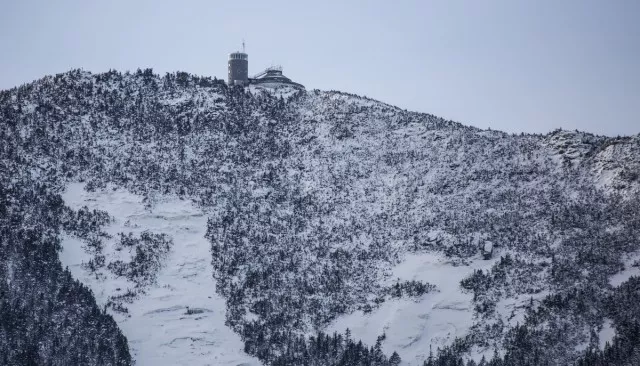 The weather station on Whiteface Mountain can be seen from the base of the mountain.