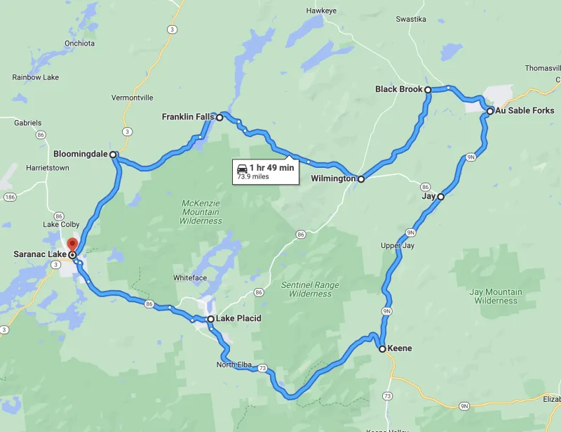 Map of motorcycle route