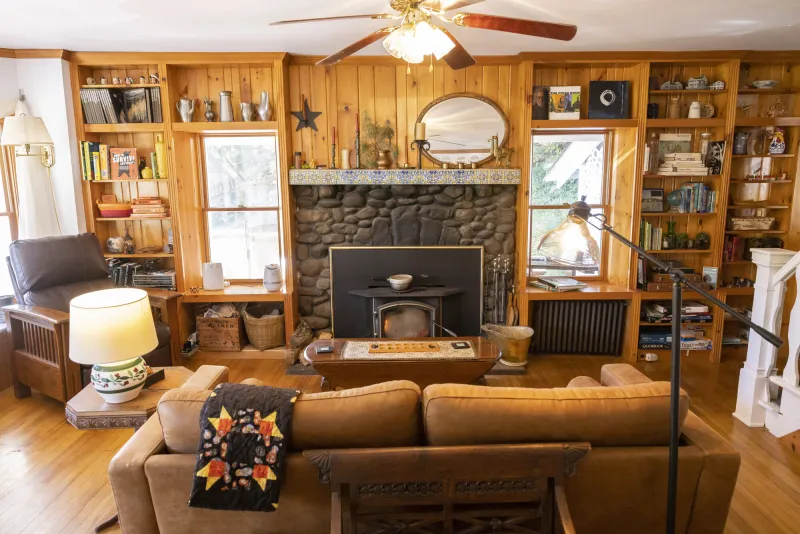 A cozy living space inside of the Whiteface Farm Bed & Breakfast