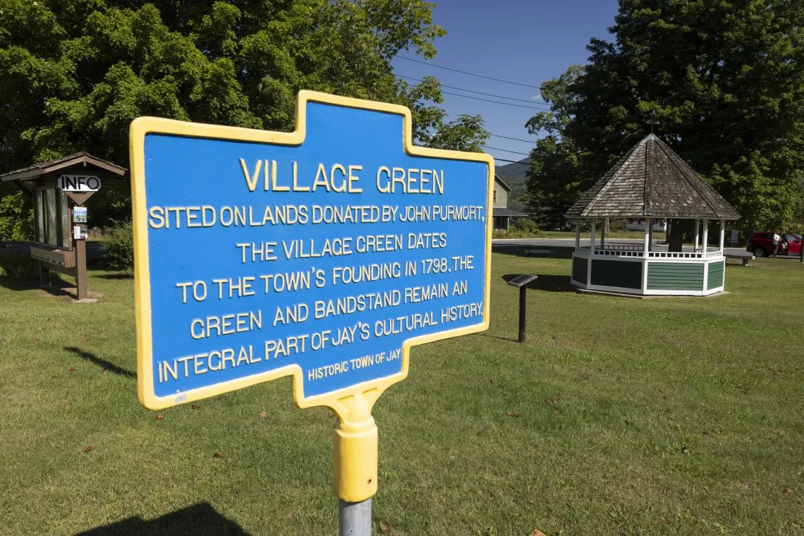A sign for the village green