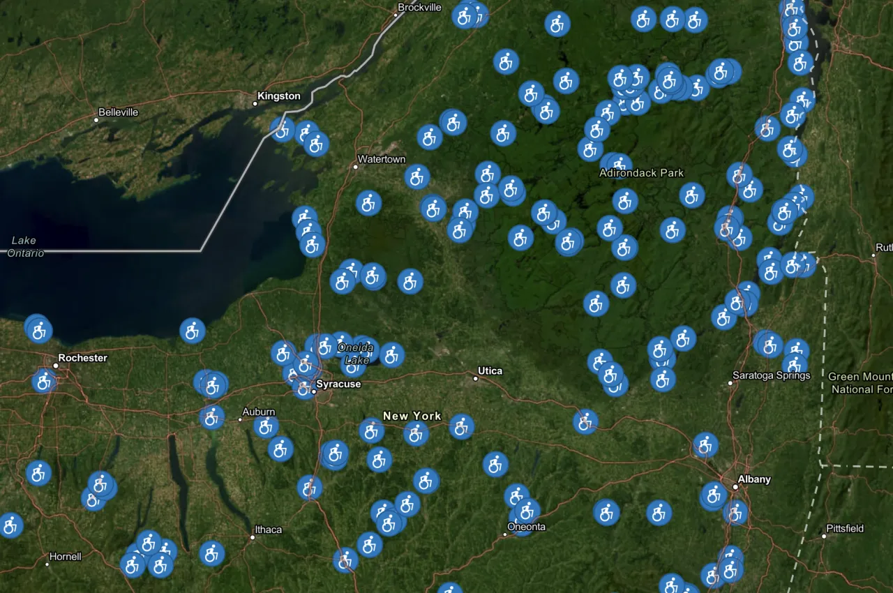 The DEC has created an interactive map sharing information about locations that are handicap accessible.