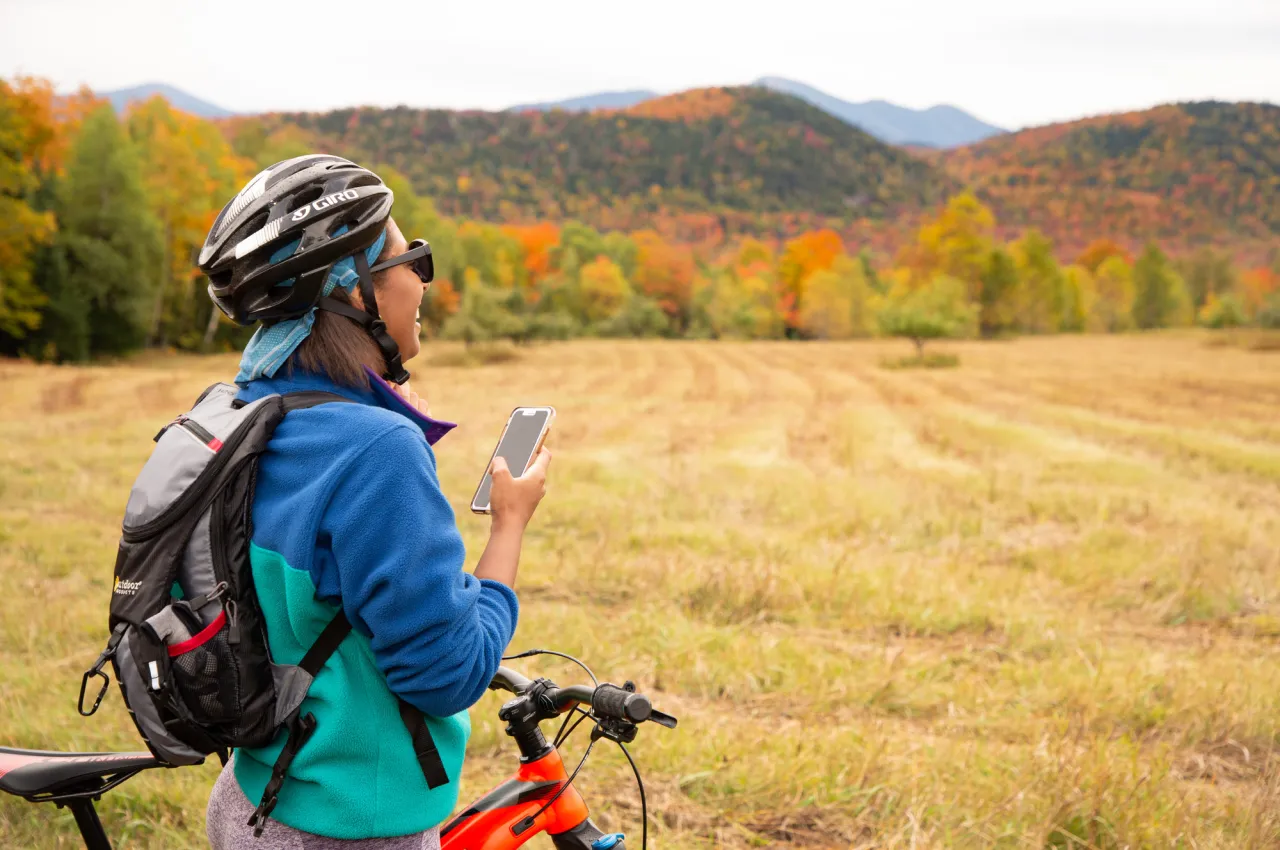Biking in the fall.