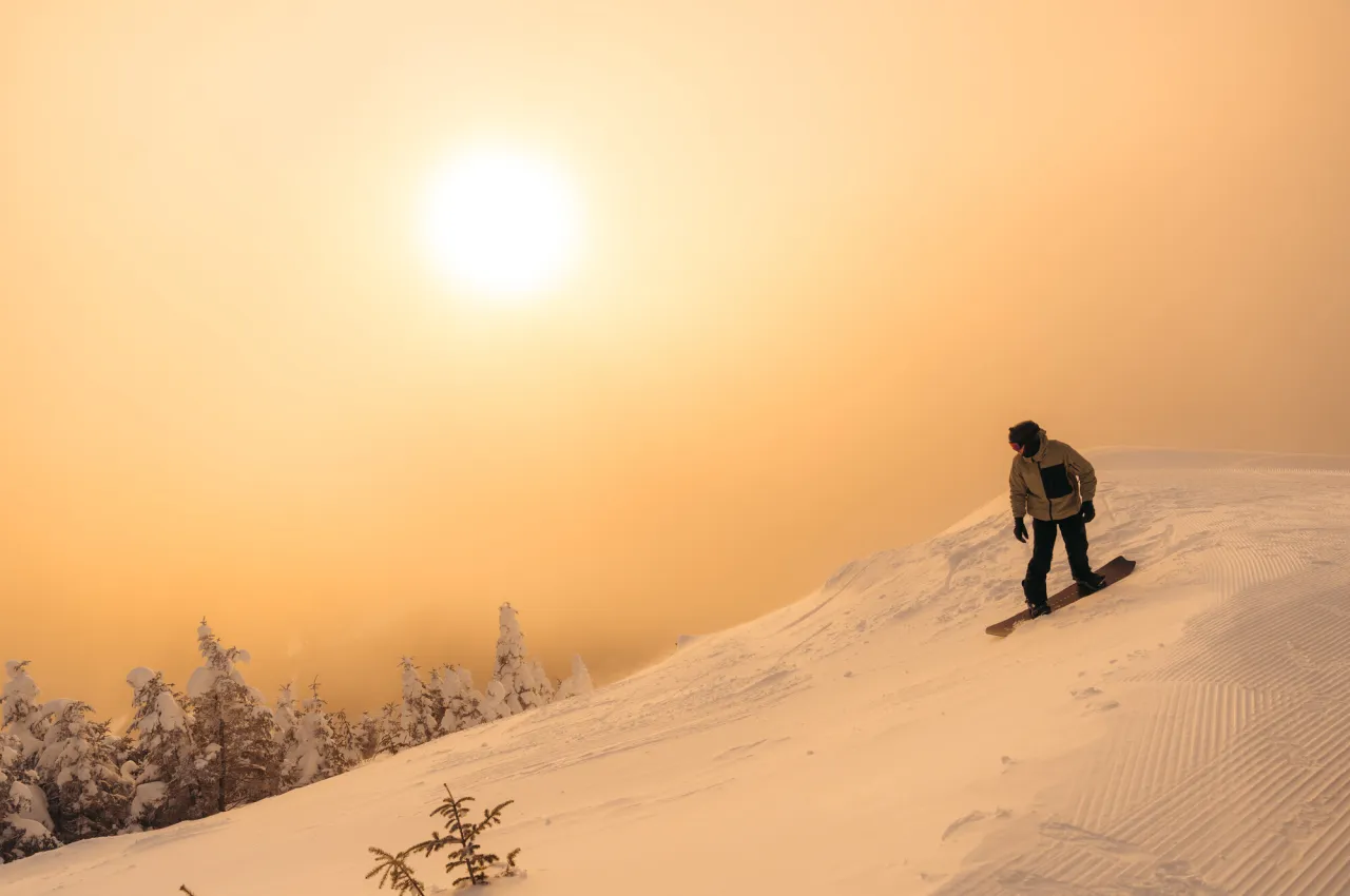 A snowboarder at Whiteface Mountain.