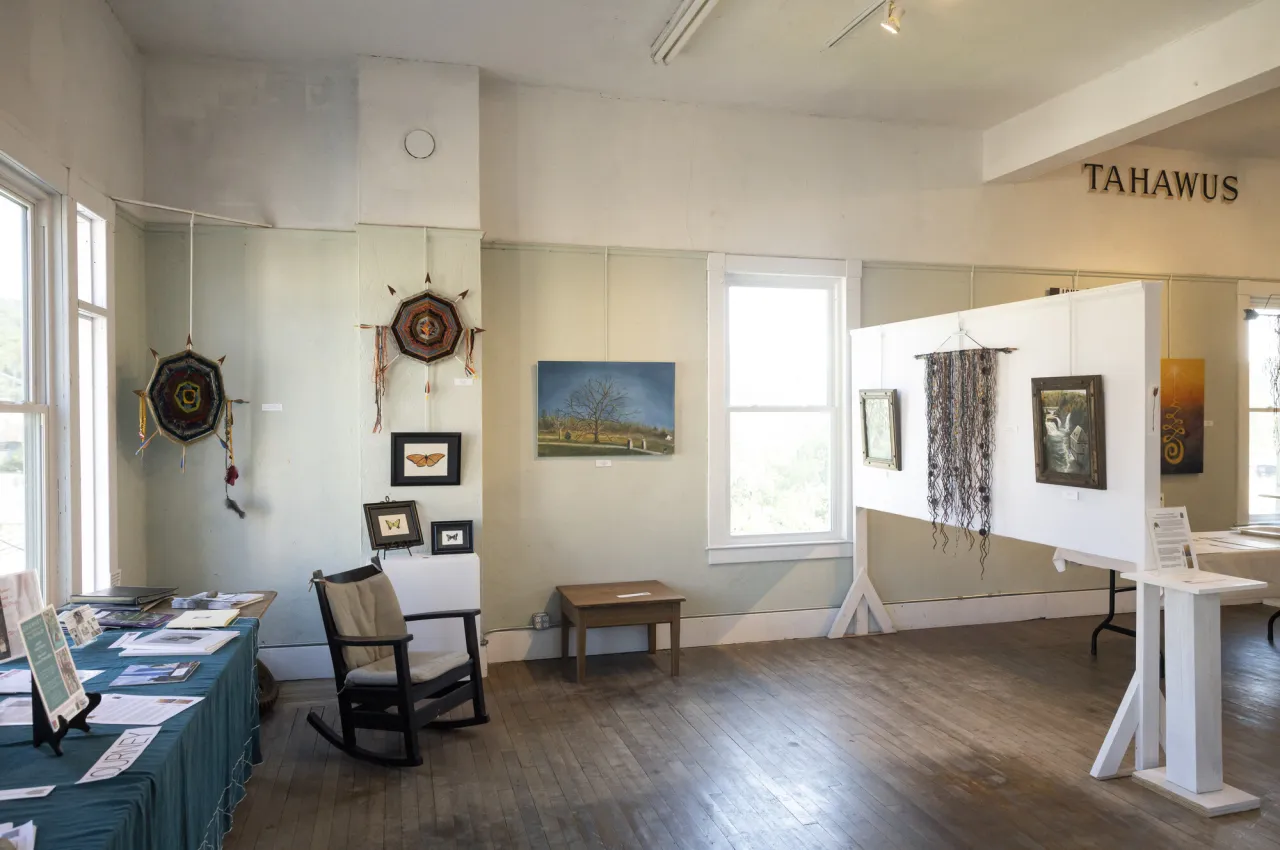 The interior of a light-filled art gallery