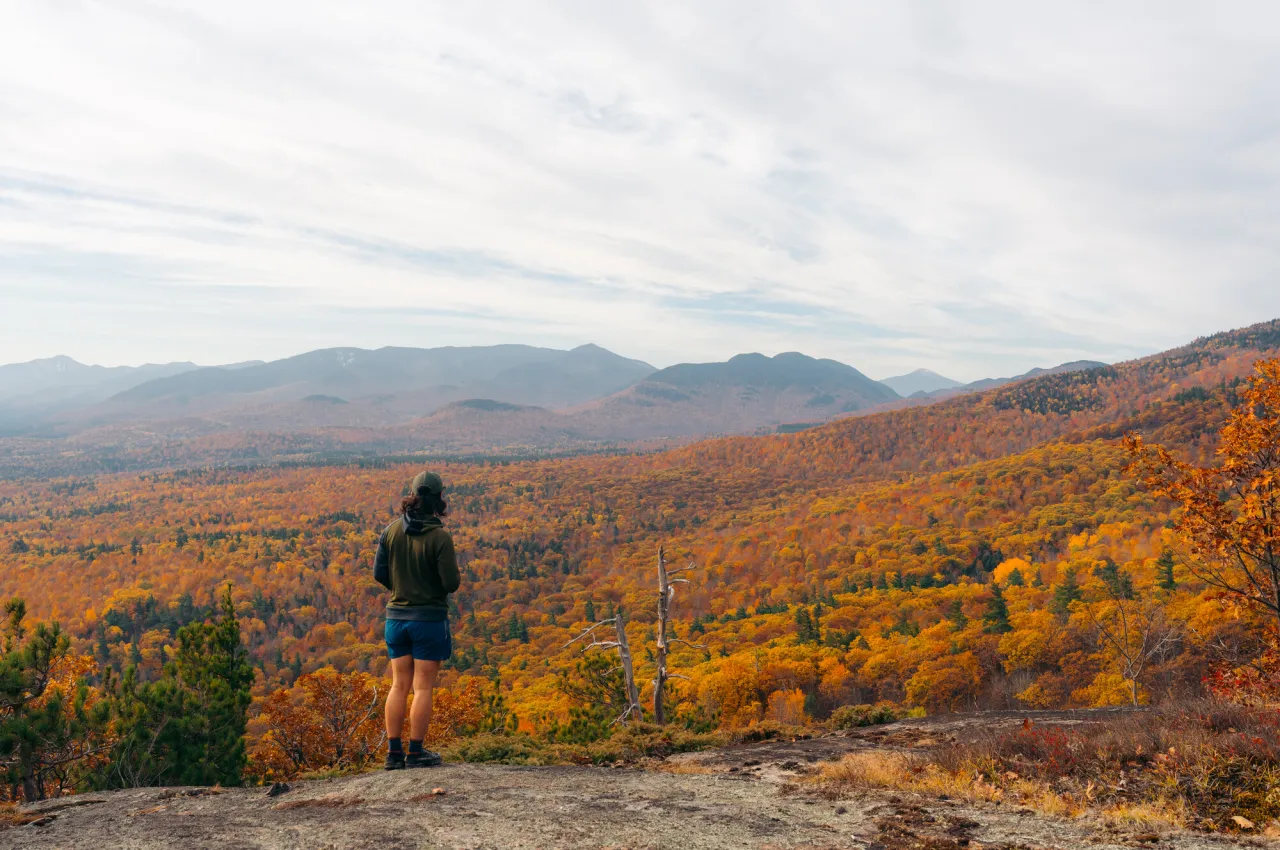 Hiking in the Whiteface Region in the fall.
