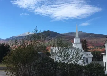 The white church and steeple