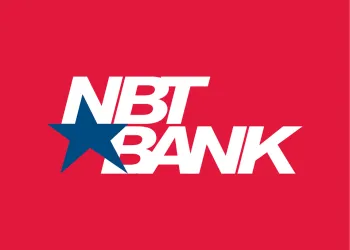 NBT Bank with a blue star and red background.
