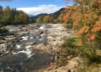 Jay Rocks are a popular swimming spot and summer and photograph subject in fall.