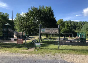 A children's playground on a warm summer day