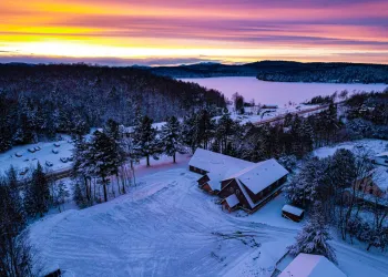 A colorful sunset over this small chapel.
