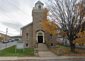 A large stone church.