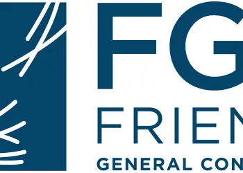 Logo in medium blue friends meeting 