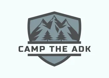 Logo of mountains and the words 'Camp the adk'