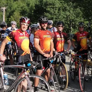 Riders line up to tackle the Whiteface climb.