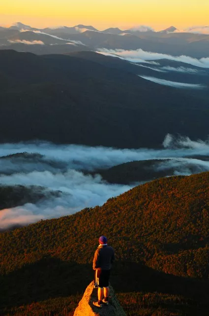 Looking out over the High Peaks during sunrise from Whiteface.