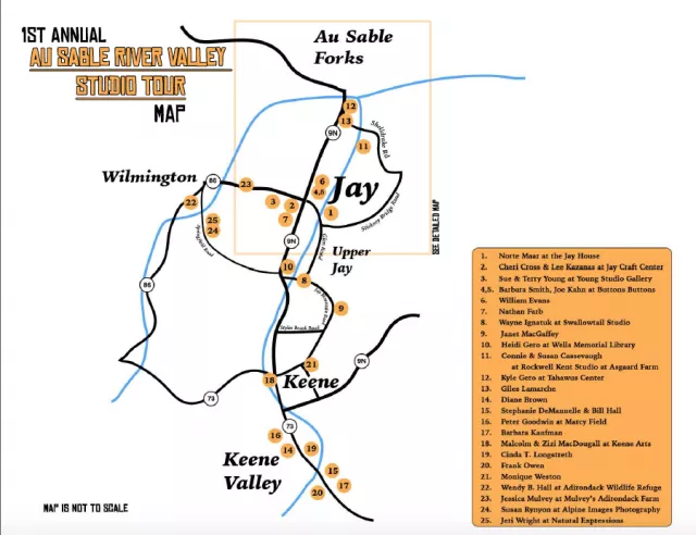 Map of Ausable River Valley Studio Tour