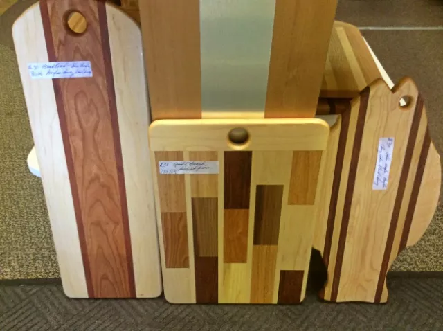 These locally made cutting boards are works of art in themselves.