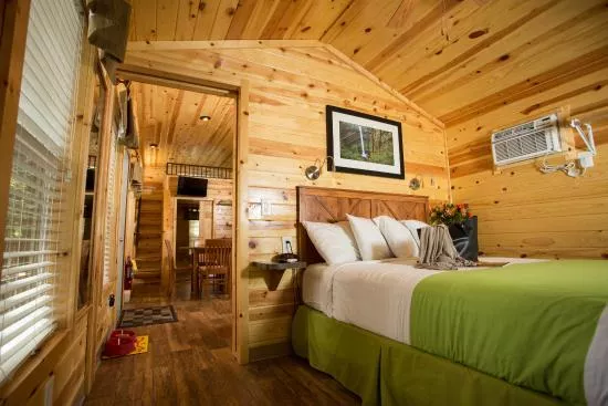 Welcoming interiors for your getaway; seen here, inside a KOA cabin.
