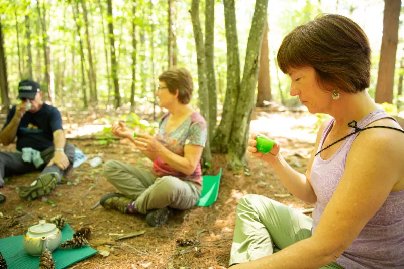 Forest bathing guides Suzanne and Helene.