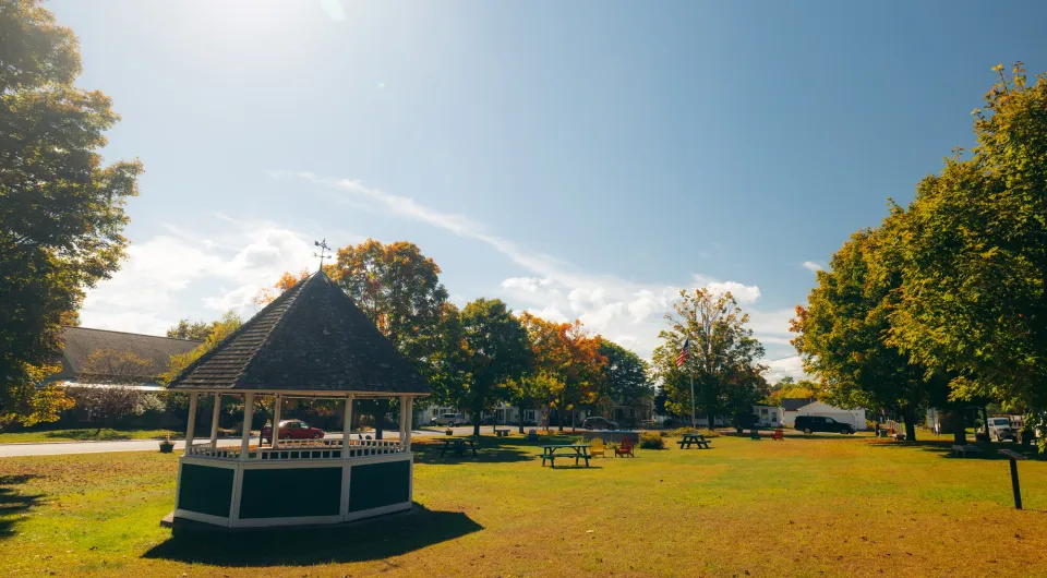 Town of Jay Village Green in the fall