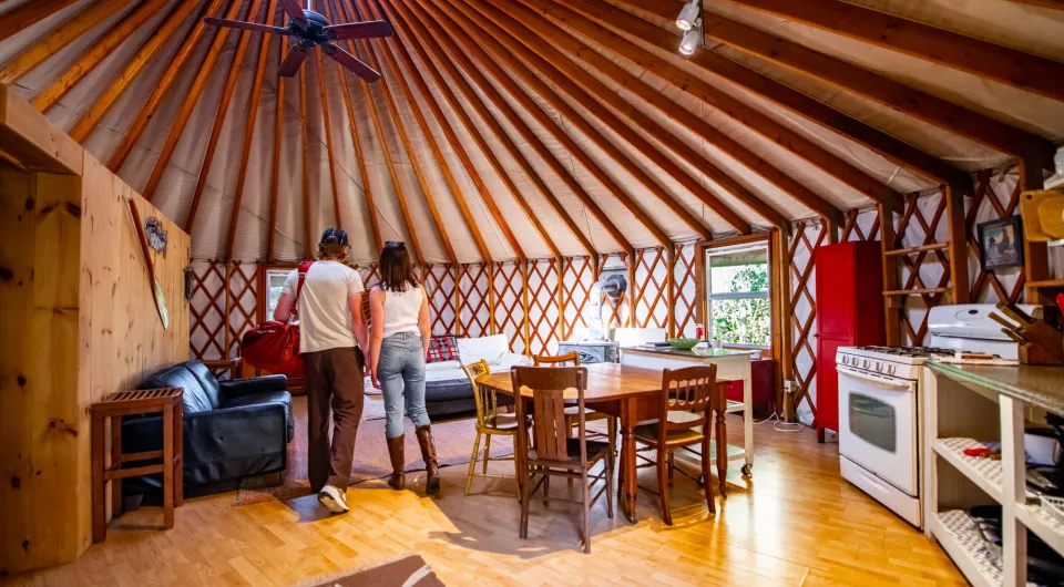 A couple in a yurt